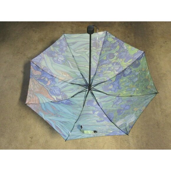 Irises Flowers by Vincent Van Gogh Compact Travel Umbrella Black Blue Free Ship - Picture 5 of 8